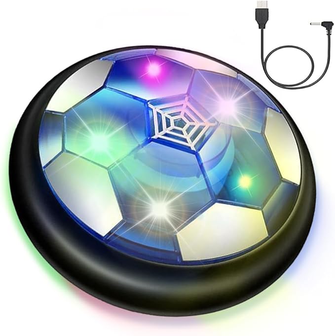 VNVDFLM Hover Soccer Ball Toys for Boys Girls,Rechargeable Floating Soccer Ball with Led Lights and Foam Cushion,Indoor Air Football Game Perfect Birthday for Kids Age 3-9（Black）