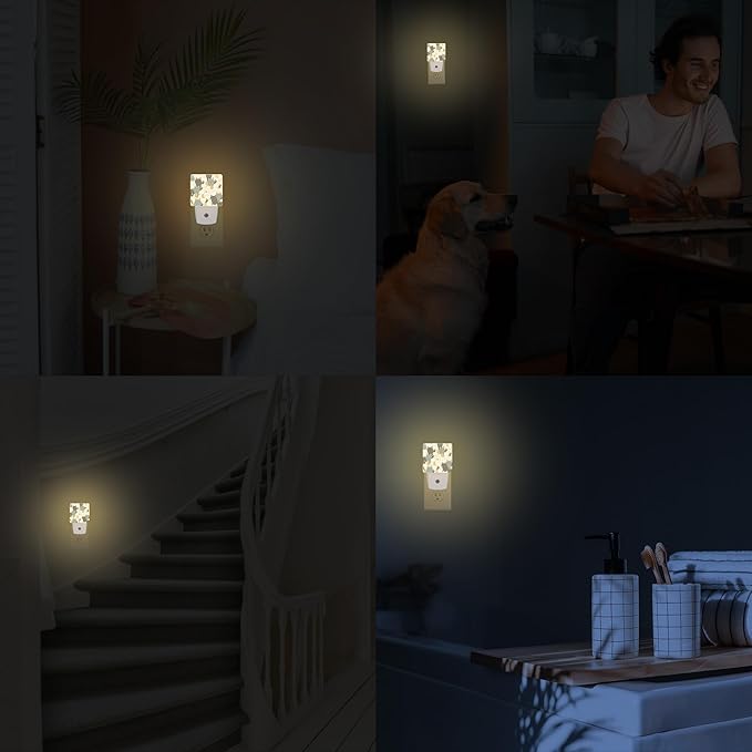 Cat Night Light Cartoon Cat Plug in Night Lights LED Lamp with Dusk to Dawn Sensor Auto Energy Saving Square Lights for Bedroom Bathroom Hallway Home Wall Decor Nightlight