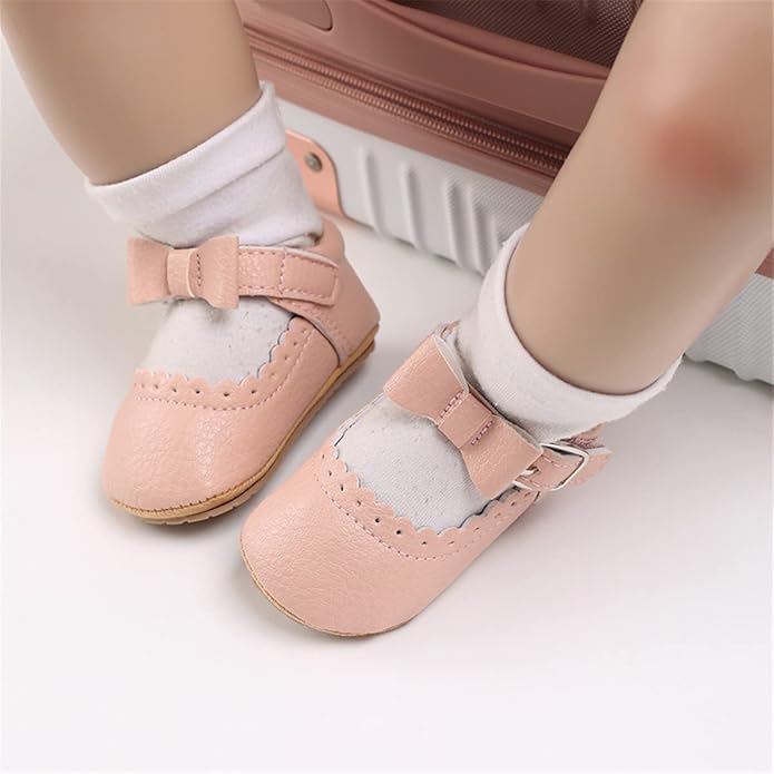 COSANKIM Baby Girls Mary Jane Flats Shoes Anti-Slip Rubber Sole Infant Toddler Princess Wedding Dress Shoes