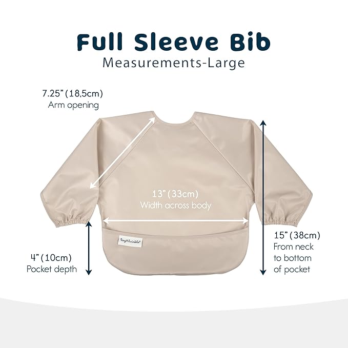 Tiny Twinkle Long Sleeve Bib for Babies & Toddlers – 2 Pack Waterproof Smock Bibs for Eating – Machine Washable & Mess-Proof, Baby Feeding Essential & Shower Must-Have (Periwinkle Putty,2-4Y)