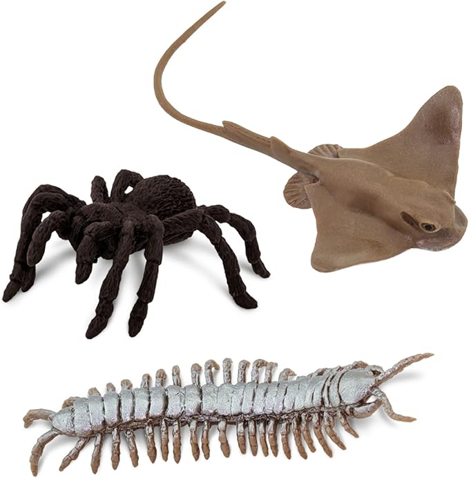 Safari Ltd. Venomous Creatures TOOB - 9 Figurines: Toad, Snake, Ray, Komodo Dragon, Tarantula, Centipede, Scorpion, Stone Fish, Cobra - Educational Toy Figures For Boys, Girls & Kids Ages 3+
