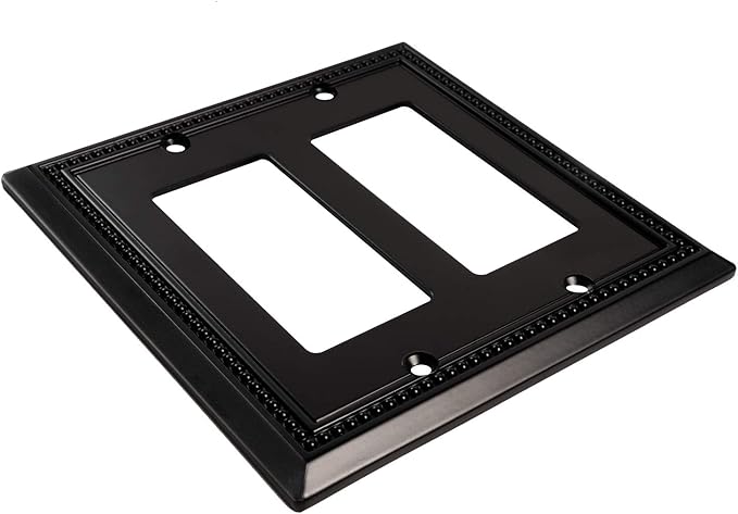 Henne Bery Sunken Pearls Heavy Duty Decorative Wall Plate Switch Plate Outlet Cover (Double Decorator, Matte Black)