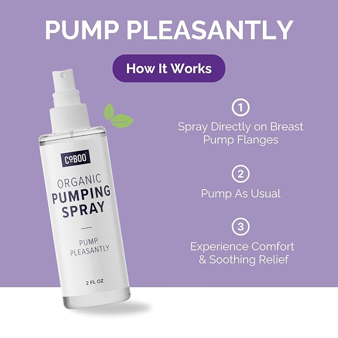 Pumping Spray 2 Fl Oz | Organic Skin Lubricant for Breast Pumping | Pump Flange Spray for Breast Shields | Vegan & Lanolin Free, Made in USA | Helps Sore Nipples & Clogged Milk Ducts