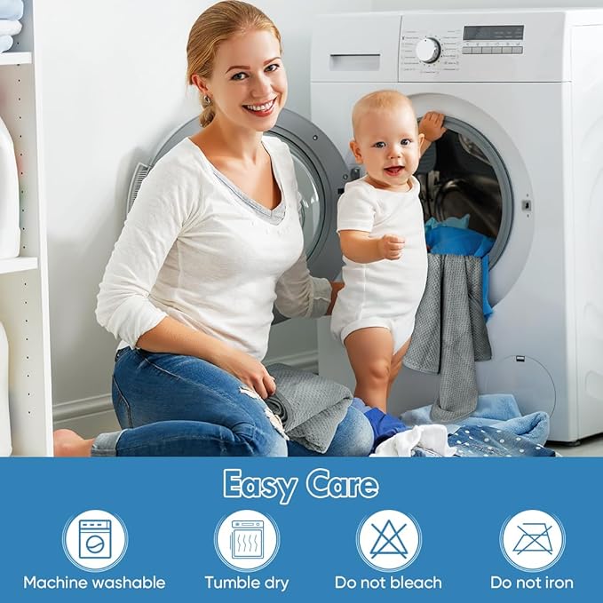 Orighty Baby Hooded Towel with Five Washcloths, 28 x 28 Inch Super Soft Bath Towel with Hood for Babies, Infant, Newborn Essential - Ideal Baby Stuff Registry for Boys and Girls (Grey)