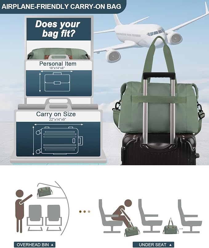 Travel Duffle Bag, Waterproof Weekender Overnight Hospital Bags for Women Men with Toiletry Bag Lightweight Carry on Personal Item Duffle Gym Bag for Travel, Airplanes, Sports