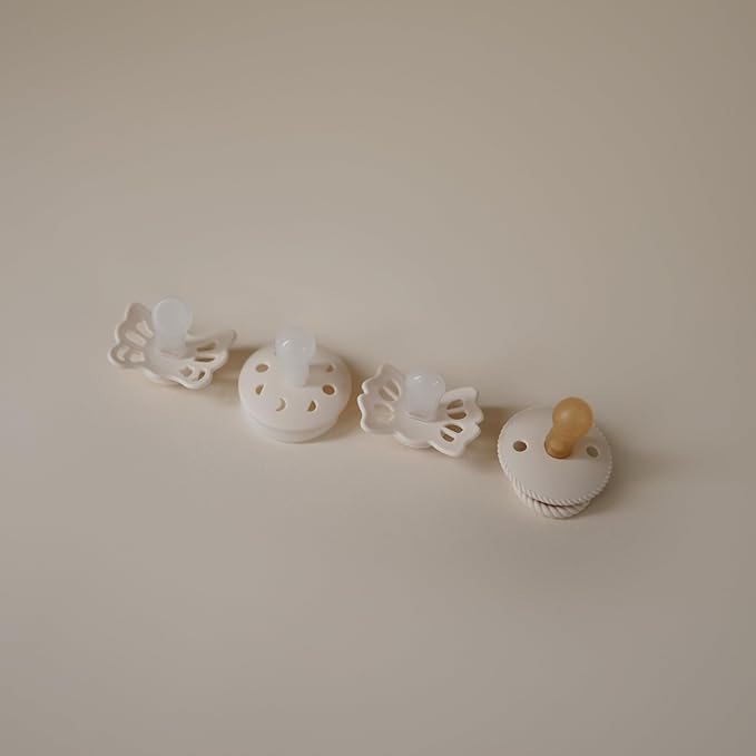 FRIGG Baby's First Pacifier - Moonlight Sailing 4-Pack | Made in Denmark | BPA-Free (Cream, 0-6 Months)