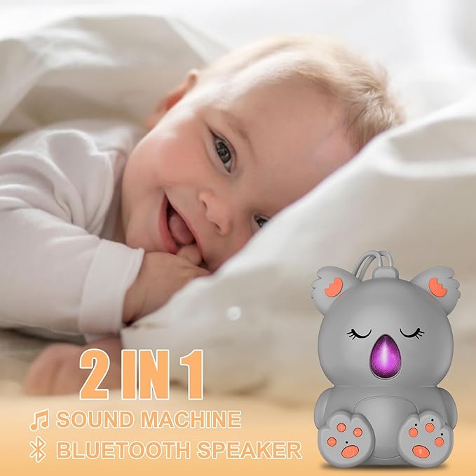 Baby Sleep Sound Machine & Bluetooth Speaker | Portable White Noise Sound Machine with 3 Timers for Nursery, Travel | Non-Looping Soothing Sounds Sleeping Music for Infants, Toddlers & Kids