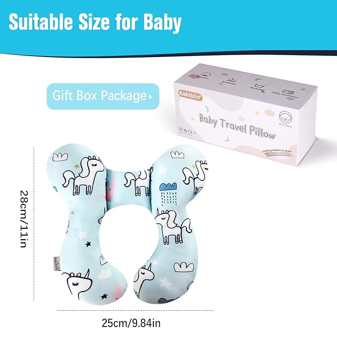 KAKIBLIN Baby Neck Pillow, Baby Support Travek Pillow,Upgraded Neck Pillows for Car Seat,Head and Neck Support Pillow for Car Seat, Pushchair(Unicorn)