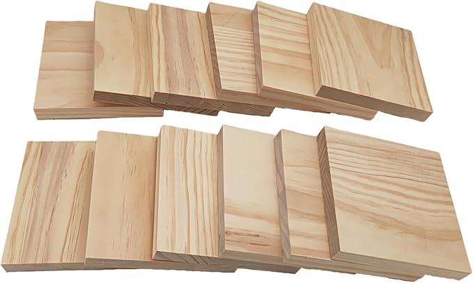 12PCS Unfinished Wood Square Blocks for Crafts, 4.7x4.7x0.6in Blank Wooden Squares Pine Wood Boards for Wood Carving,DIY Wood Coasters,Painting & Burning