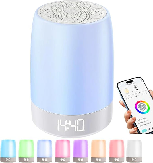Nursery Night Light for Kids,Baby Sleep Music rain Sound Machine,Rechargeable Nursery Wireless lamp for Breastfeeding,White Noise Soother,Wake Alarm Clock,APP Remote Control,Boys and Girls Room