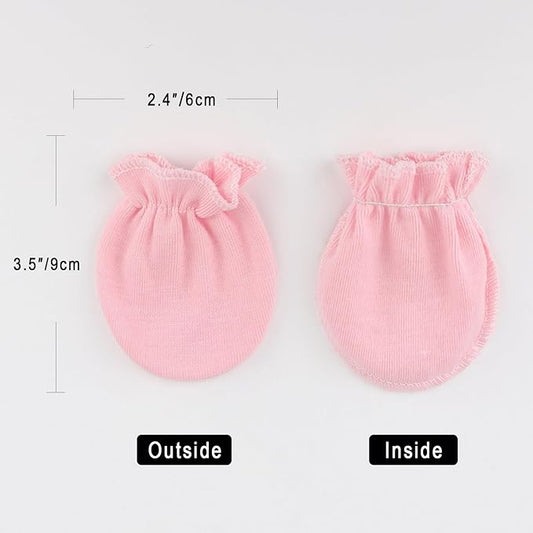 Newborn Baby Mittens No Scratch Cotton Elastic Wrist Gloves Infant Toddler Mittens for Baby Boy Girl 0-6 Months