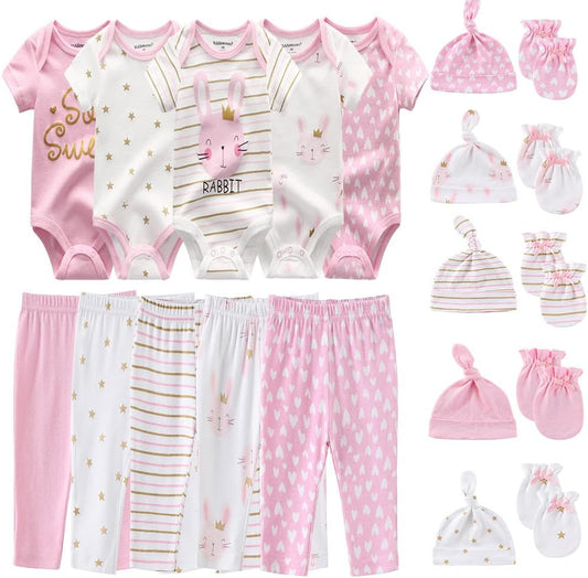 Kiddiezoom Unisex Baby Layette Essentials Giftset Clothing Set 19-Piece For Newborn Baby