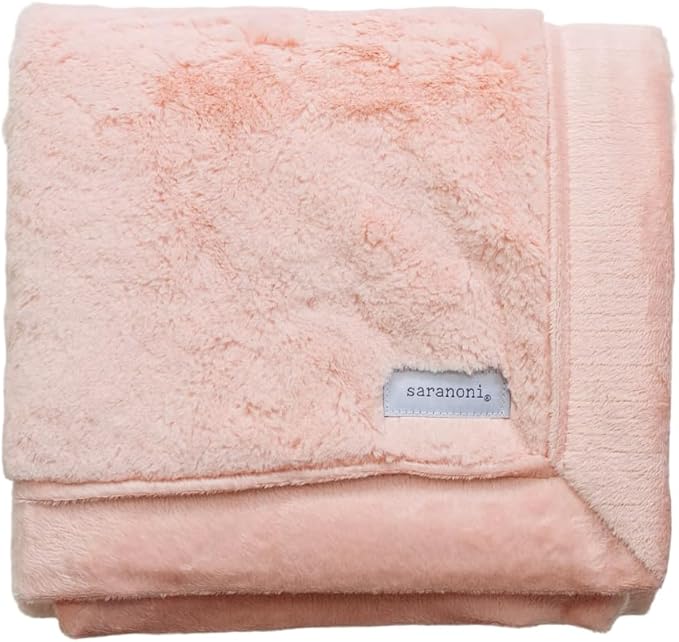 SARANONI Luxury Receiving Blankets for Babies | Ultra-Soft Lush and Boutique Quality Baby Blanket | Peach Blush - 40” x 30”