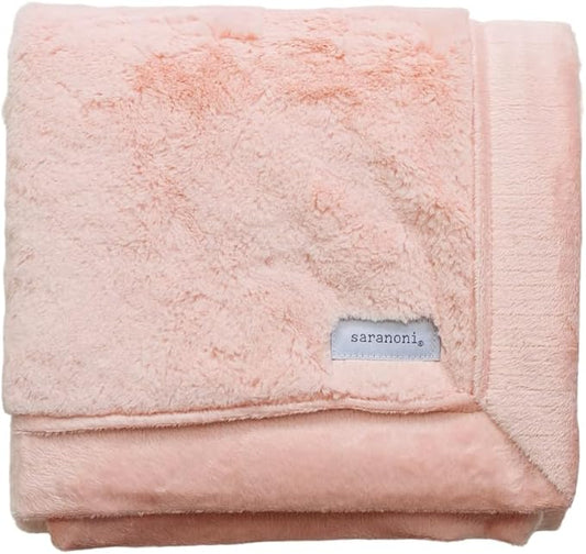 SARANONI Luxury Receiving Blankets for Babies | Ultra-Soft Lush and Boutique Quality Baby Blanket | Peach Blush - 40” x 30”