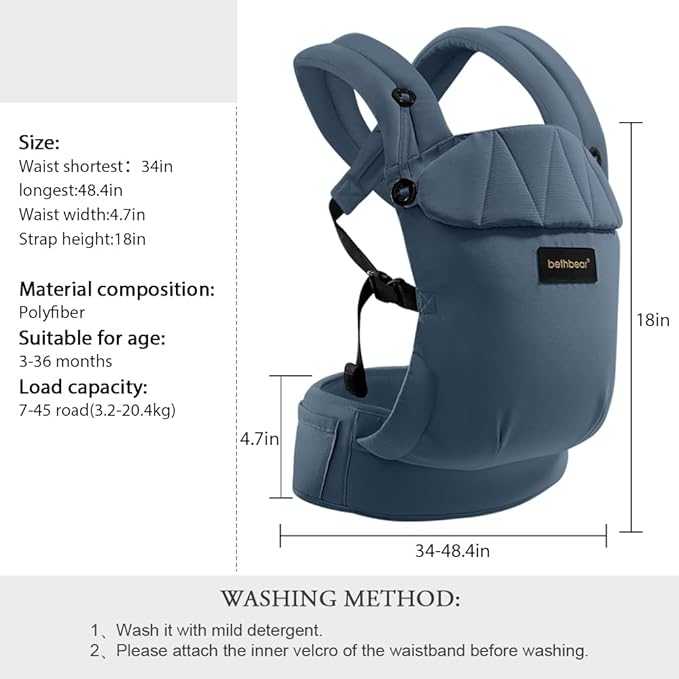 Baby Carrier Newborn to Toddler, 7-45 lbs with Natural Material, Ergonomic Design,Versatile and Adjustable,Hands Free for Moms&Dads,Blue