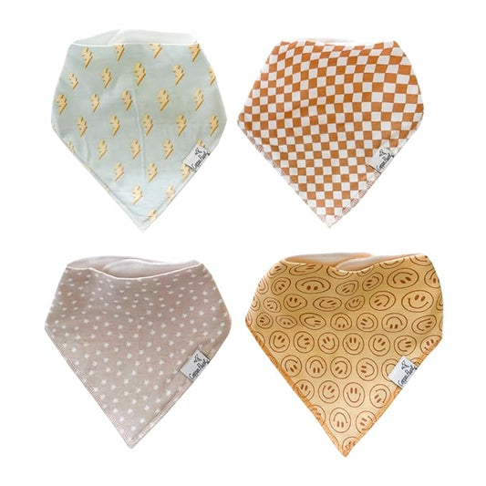 Copper Pearl 4 Pack Soft Cotton Baby Bibs for Drooling and Teething, Absorbent Drool Bibs for Baby Girl and Boy, Adjustable to Fit Newborns to Toddlers, Tons of Styles (Vance)