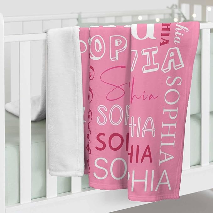 Ship Next Day, Custom Baby Blanket with Name for Girls Boys, Personalized Name Blankets- Printed in USA, Customized Flannel Blankets for Kids Teens, Christmas Birthday Blanket Gifts for Daughter Son