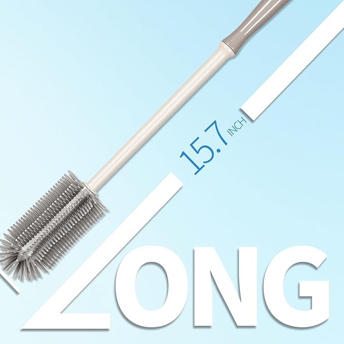 15.7" Silicone Bottle Brush Set - 6 Pack Water Bottle and Straw Cleaner Brush Long Handle for Hydro Flasks, Sports Bottles & Reusable Straw, Narrow Neck Containers, Tumblers, Glassware