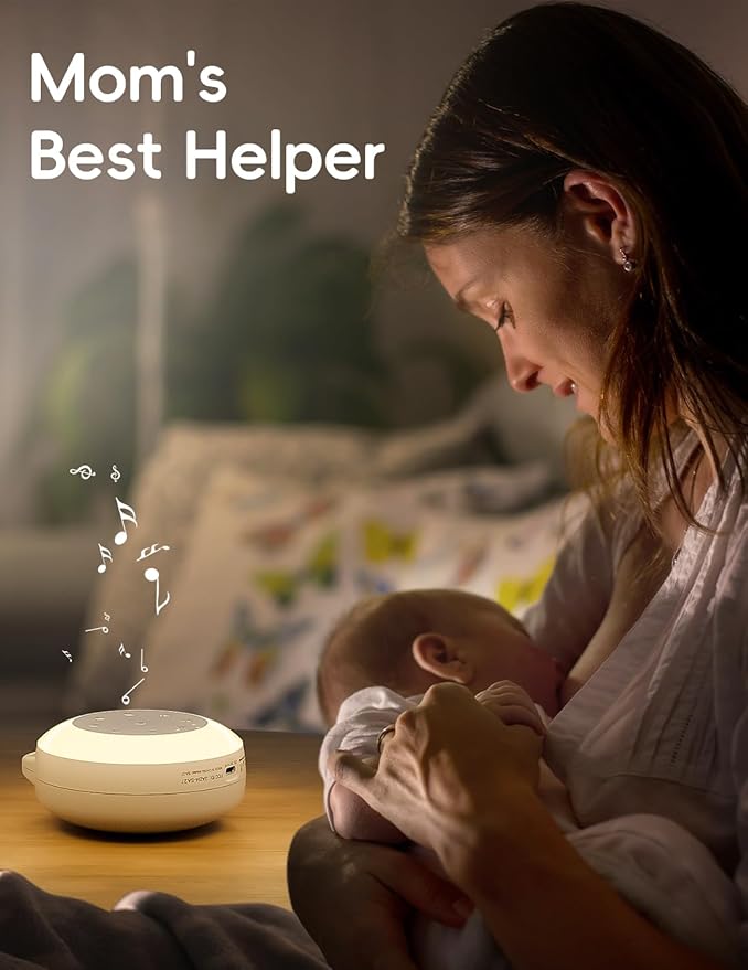 b&h Portable White Noise Machine with Night Light - Sound Machine for Baby, Bluetooth Speaker, 24 Soothing Sounds, 9 Colors Light, Timer, Rechargeable Sleep Machine for Home and Travel