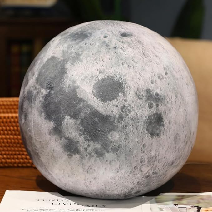 Ultra-ealistic 3D Planet,Moon,Earth,The Sun,Pillow Plush Toys,for Kids Teens Adults, for Teachers and Parents, Educational Toy Learning, 10.6 in (The Moon)