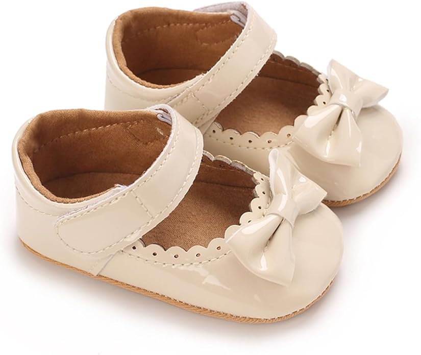 COSANKIM Baby Girls Mary Jane Flats Shoes Anti-Slip Rubber Sole Infant Toddler Princess Wedding Dress Shoes