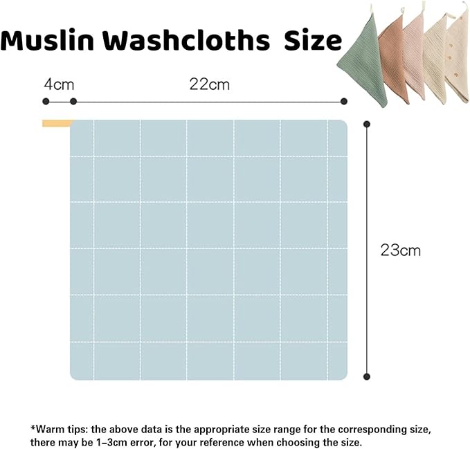 100% Cotton Baby Muslin Washcloths, 5 Pack Multi-Color Soft Baby Towels, Saliva Towel Set for Burping, Newborn Gift, Onesize, Black