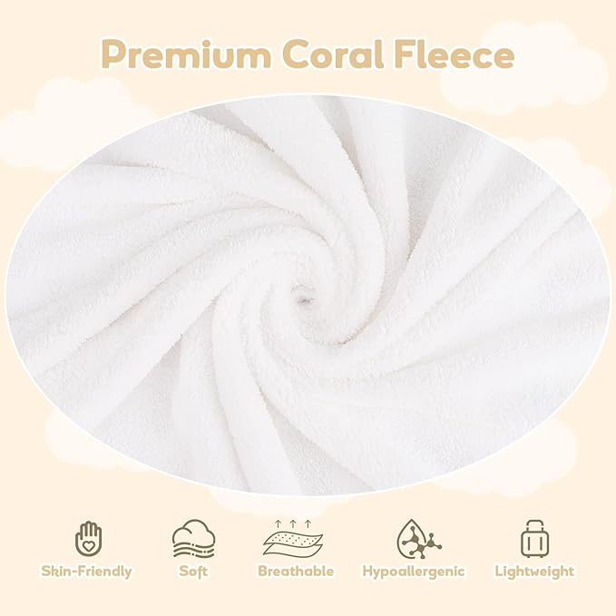 Hooded Towel for Newborn, 4 Pack Soft Coral Fleece Baby Towels, Ultra Absorbent Bath Cloths Bulk for Infants, Toddlers, Newborn Essential- 30 x 30 inch - Multicolor