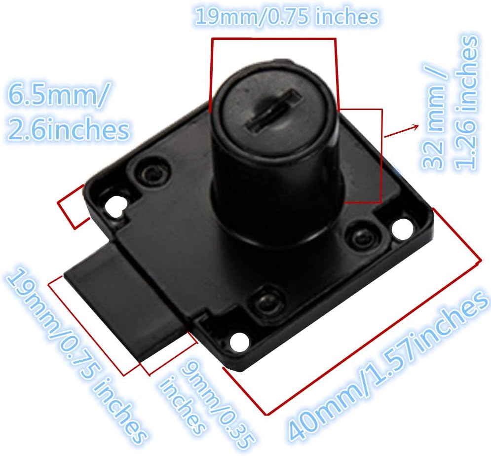 Drawer Lock Letter Box Desktop Door Lock, Model CT-138-32, ((Hole Diameter 0.75 inch / 19MM) for Door Panels with a Thickness of 27 mm-32 mm. 1pcs [Black]
