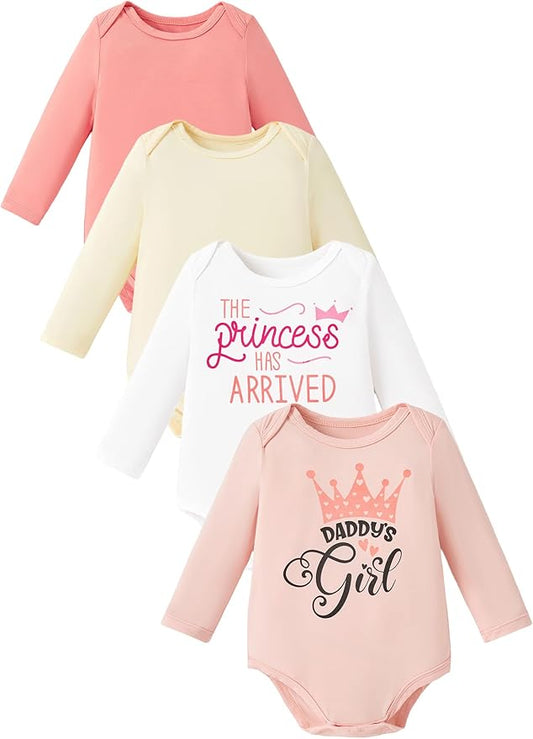 PATPAT Baby Bodysuits - Soft Viscose Made from Bamboo - Long Sleeve Funny for Boys and Girls -Newborn Infant Toddler Clothes