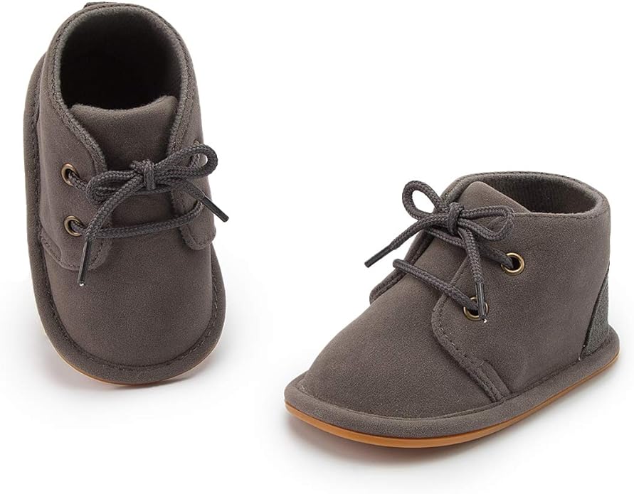 Baby Unisex Warm Snow Boots Newborn Leather Fur Lace Up Ankle Anti-Slip Rubber Texture Sole Toddler Prewalker Winter Crib Shoes