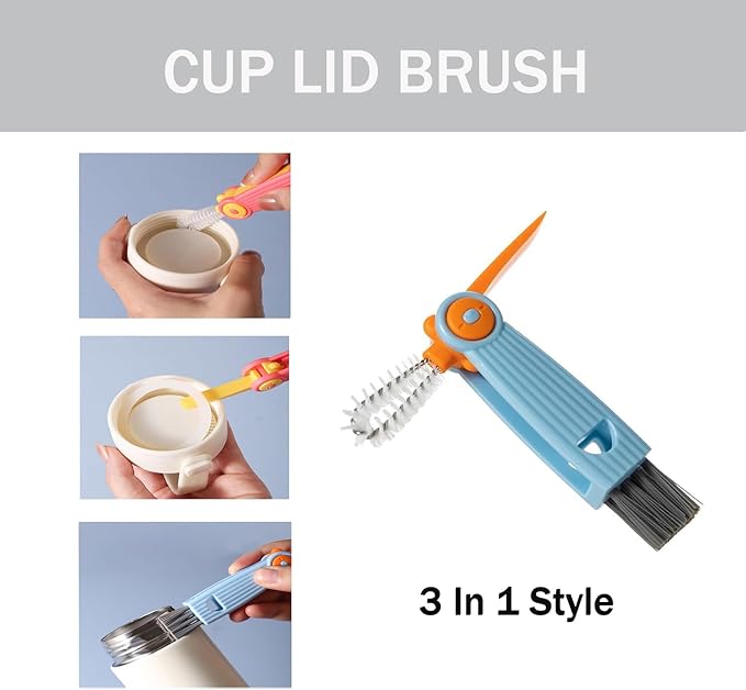 5 in 1 Cleaning Brush Set, Anivona Bottle Brush Cleaner, Multifunctional Cleaning Brush, Water Bottle Brushes for Cleaning Home, Cleaning Baby Bottles, Home Kitchen Cleaning Tools, BPA-Free (Grey)