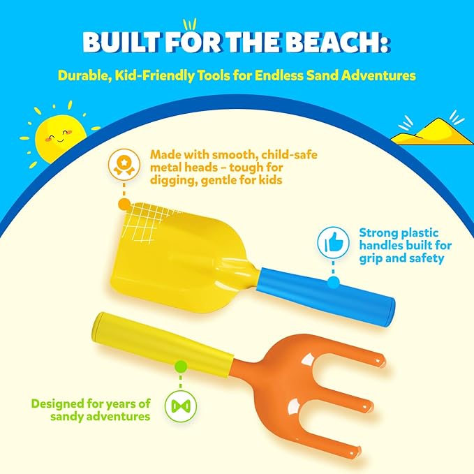 Beach Toys for Kids and Toddlers Ages 3-10 – Durable Sandbox Toy Set, Stronger Mesh Bag, Variety of Sand Toys– Unique Castle Molds, Buckets, Shovels, Better Watering Can
