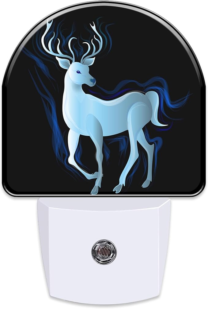 Mystic Shining Deer Night Light for Kids, Blue Northern Lights Deer Night Light Plug in with Dusk to Dawn Sensor, 0.5w Energy Saving Sleep Friendly Nightlight for Hallway Stairway Kitchen Bedroom