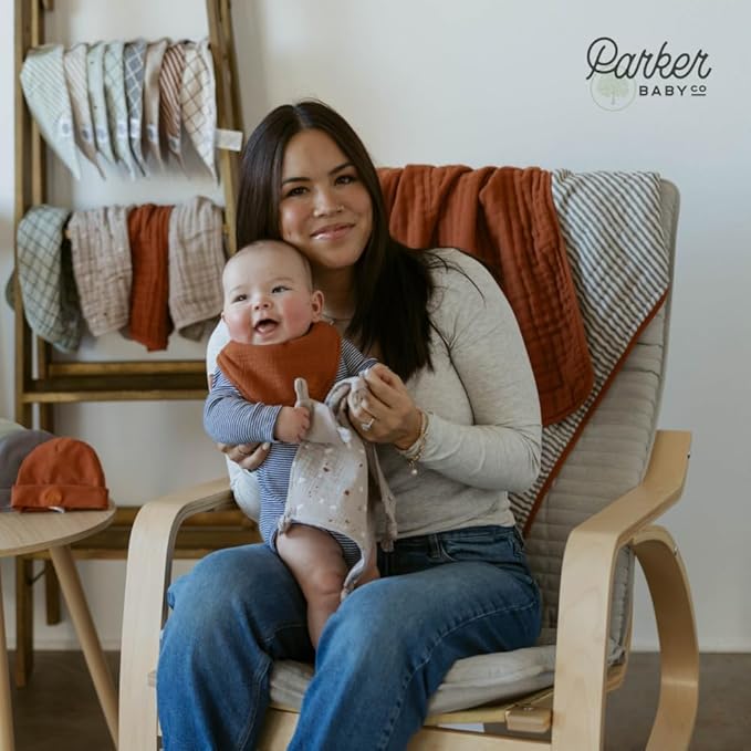 Parker Baby Muslin Blanket | 100% Soft Cotton Toddler Quilt & Baby Muslin Swaddle | Gender Neutral Design 47" x 47" Blanket