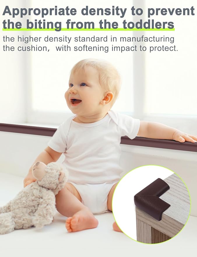 Foam Corner Protector Edge and Corner Guard, with 12.5 feet Length Foam Safety Bumpers, Baby Proofing Safety Table Corner Protectors (Coffee 12.5ft)