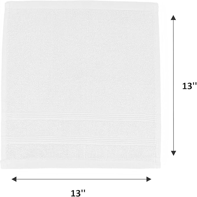 Kaufman - Washcloths for Bathroom, Spa, Gym, and Face Towel 100% Cotton Ring Spun, Ultra Soft Feel and Highly Absorbent Fingertip Towels (24, White)