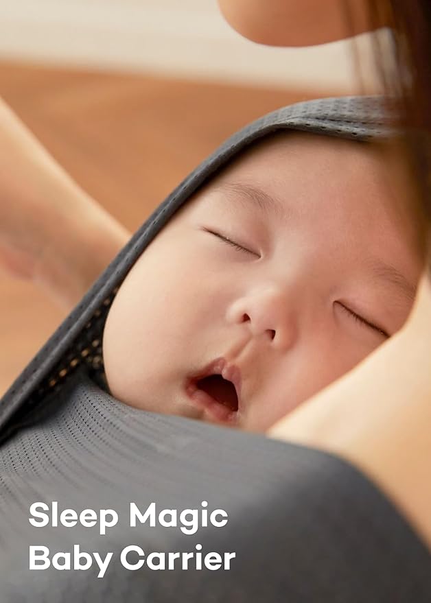 Konny Baby Carrier Flex SoftBreeze with Head Support - Adjustable, Easy to Wear Baby Wrap Sling, Perfect for Newborn Babies Essentials up to 44 lbs (M-4XL) - Charcoal