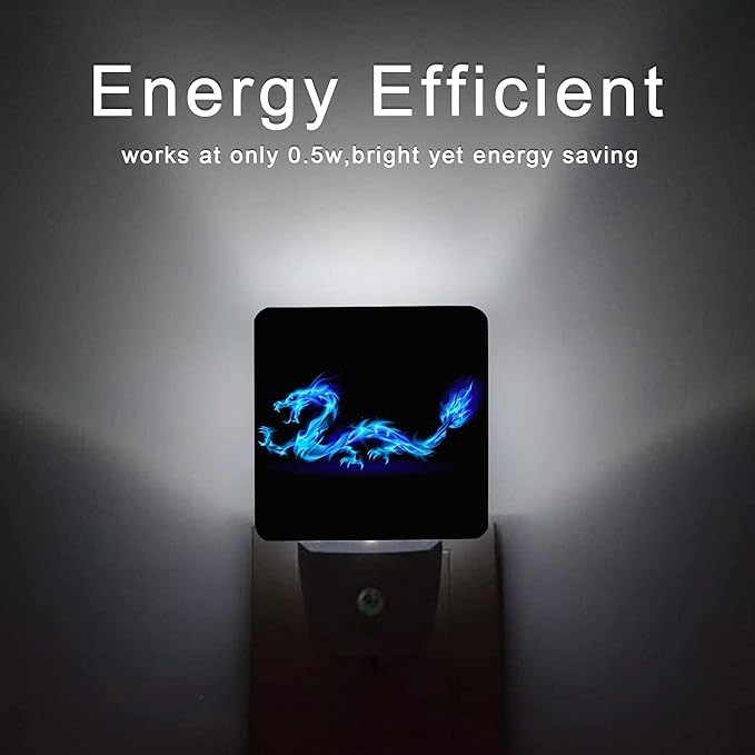 Blue Dragon Night Light,Plug in Night Lights 0.5W Sleep Friendly for Boys Girls Led Night Light Dusk to Dawn Sensor Nightlight for Stairway/Hallway/Bedroom