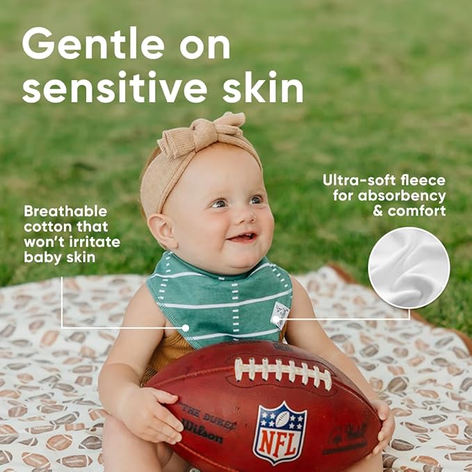 Copper Pearl 4 Pack Soft Cotton Baby Bibs for Drooling and Teething, Absorbent Drool Bibs for Baby Girl and Boy, Adjustable to Fit Newborns to Toddlers, Tons of Styles (Blitz)