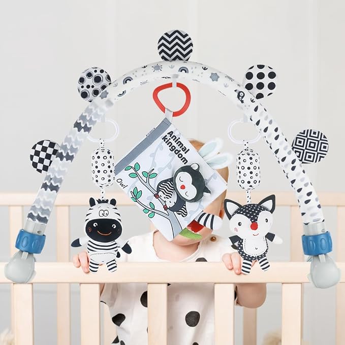 Baby Activity Travel Mobile Arch Toy, Black and White Crib Toys (Animal)