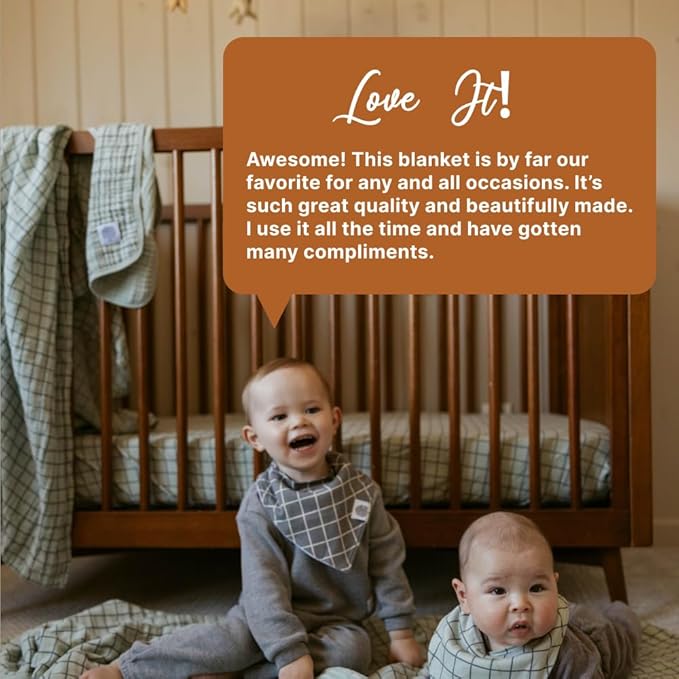 Parker Baby Muslin Blanket | 100% Soft Cotton Toddler Quilt & Baby Muslin Swaddle | Gender Neutral Design 47" x 47" Blanket