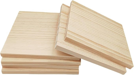 6PCS Unfinished Wood Square Blocks for Crafts, 6x6x0.4in Blank Wooden Squares Pine Wood Boards for Wood Carving,DIY Wood Coasters,Painting & Burning