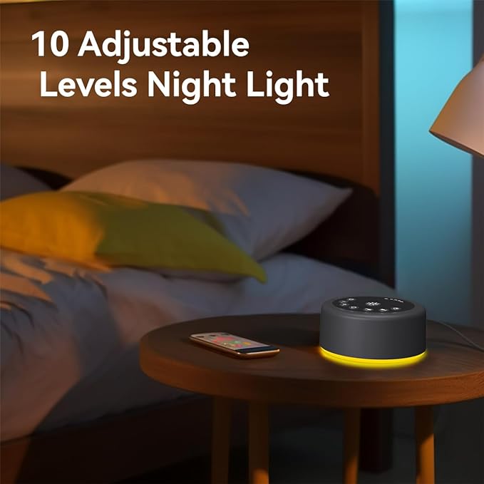 Sleep Sound Machine White Noise Machine with 30 Non Looping Sounds 12 Night light Colors with 5 Timers 36 Adjustable Volume Memory Function Brown Noise Machine for Baby kid Adult & Home Nursery Travel