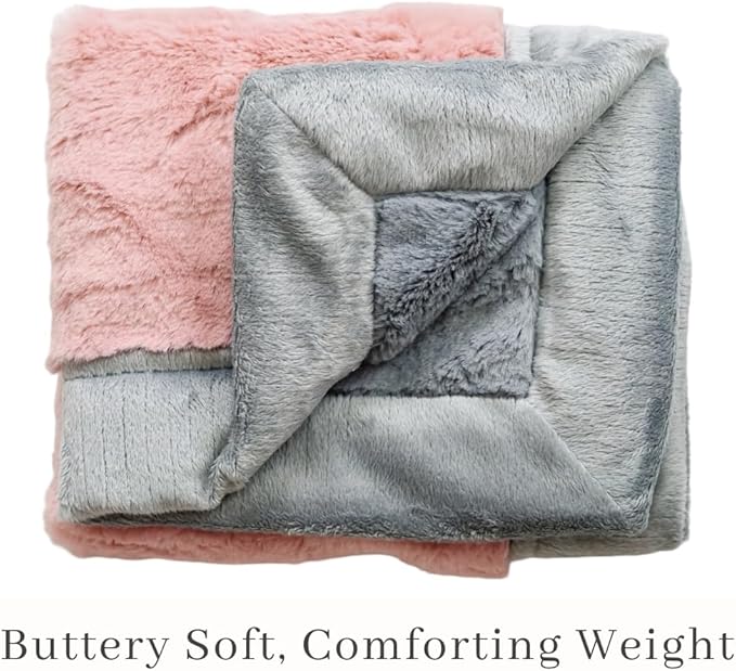 SARANONI Luxury Security Blankets for Babies | Ultra-Soft Lush and Boutique Quality Baby Blanket | Light Pink/Gray, Mini - 15" x 20"