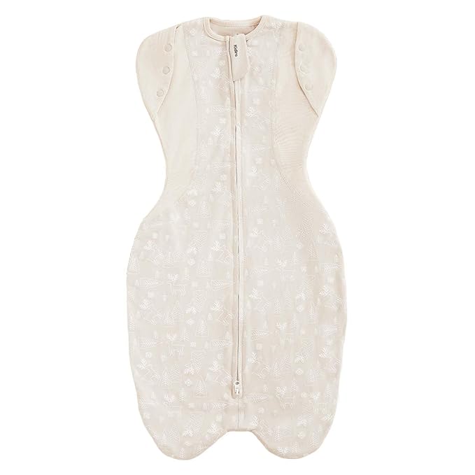 Transition Swaddle Sleep Sack, 3-6 Months, 12-18 lb, 2-Way Zipper, Moisture-Wicking Fabric, Improves Sleep, Snug Fit (Jungle and Deer)