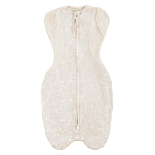 Transition Swaddle Sleep Sack, 3-6 Months, 12-18 lb, 2-Way Zipper, Moisture-Wicking Fabric, Improves Sleep, Snug Fit (Jungle and Deer)