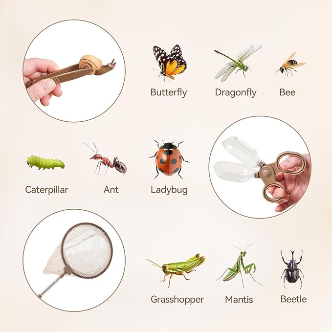 Bug Catcher Kit for Kids Explorer Kit, 10PCS Outdoor Bug Catching Kit with Magnifying Glass & Net, Adventure Set for Backyard & Camping, Fun Gift for Girls Boys
