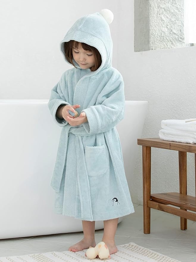 Konny Kids Bathrobes, Hooded Towel, Oeko-TEX Certified Bathrobes, Ultra Soft, Quick-Dry Washcloth for 3-5Y Baby Boys & Girls