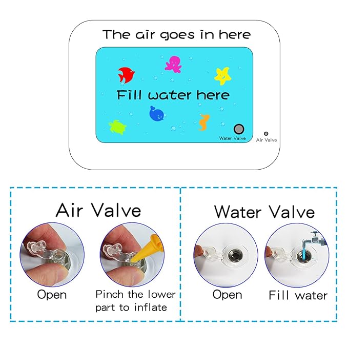 ZHUYNXIR Water mat Infant Toys, Water mat Baby, Inflatable Play Mat Water Cushion Baby Toys, Fun Early Development Activity Play Center for Newborn (27.5x20 in)