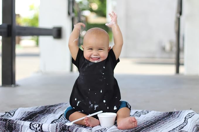 BapronBaby Minimalist Black Bapron - No Neck Tie Safer Bib for Baby & Toddler - Soft Waterproof Stain Resistant - Machine Washable - Sz Baby/Toddler 6m-3T